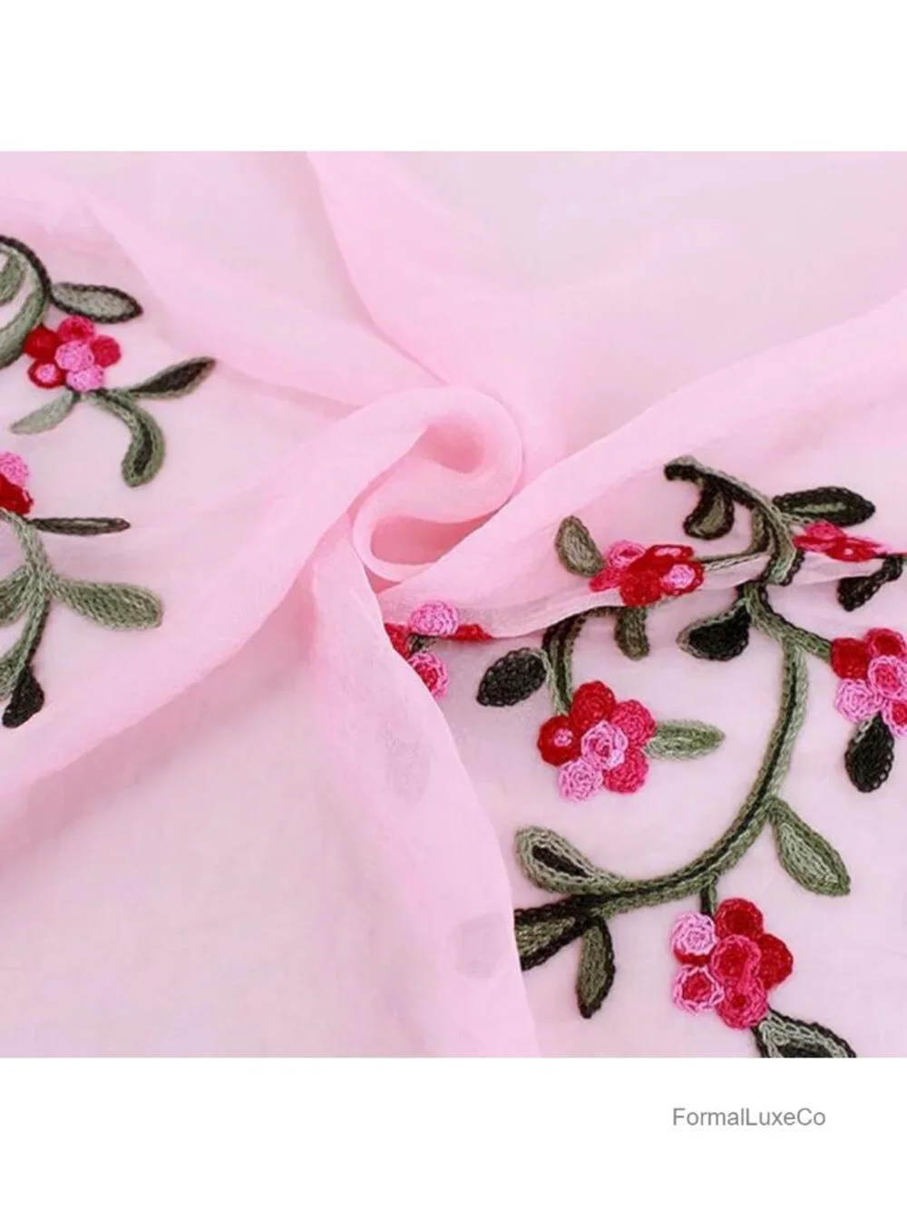 Embroidered Chiffon Lightweight Fashion Scarf Wrap Shawl Oversized